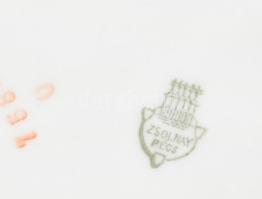 Zsolnay Art Deco festéssel, bonbonier, kopásokkal, jelzett, d: 9 cm