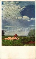 Pacsirta / Die Lerche / Lalouette / Erotic nude lady art postcard. Rotophot Budapest No. 415. s: Szinyei-Merse (EK)