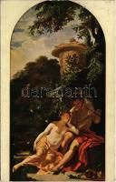 Der verliebte Schäfer. Amtliche Ausgabe der Königlichen Gemäldegalerie zu Cassel. Verlag Julius Bard Berlin 309. / Erotic nude lady art postcard s: Adr. van der Werff (EK)