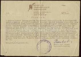 1953 Percz Jenő szobrász, festő aláírt levele