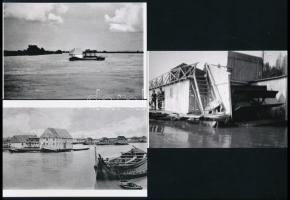 cca 1930 előtt, különböző időpontokban és eltérő helyszíneken készült felvételek hajómalmokról, különféle hagyatékokból 3 db mai nagyítás, 10x15 cm