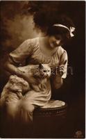 Lady with cat