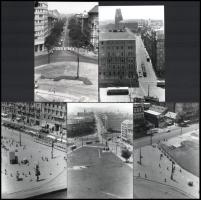 1967 Budapest, Baross tér a felbontás előtt, a Keleti pályaudvar tetejéről fotografálva, 13 db felir...