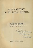 1942 Várnai Zseni: Egy asszony a milliók közül az írónő saját kezű dedikációjával (a külső borító sérült)