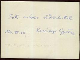 1963 Kerényi György zeneszerző, karnagy dedikációja kottás levelezőlapon