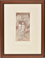 Kass János (1927-2010): Dr. Altorjay András, 2001 (Ádám és Éva). Rézkarc, papír, jelzett. Üvegezett ...