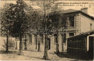 Paris, Ecole communale de garcons, Rue Michel-Bizot / boy school, advertisement on the backside (non PC) (EB)