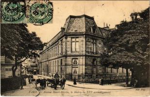 1907 Paris, Avenue Henri-Martin, la Mairie du XVIe arrondissement / street view. TCV card (tears)