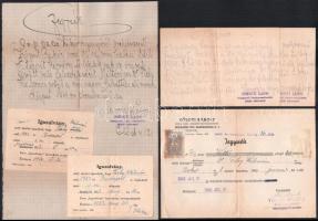1942-1944 Kéményseprési jegyzékek és értesítések, valamint 2 db 1953-as munkáltatói igazolás.