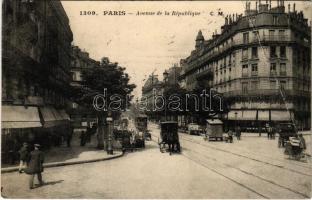 Paris, Avenue de la République / street view, tram, café (fa)