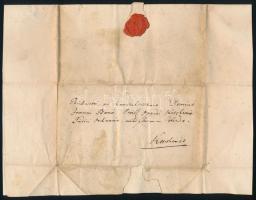 1791 Kecskemét városához írt levél, saját célra használt városi lovak ügyében, aláírással, viaszpecs...