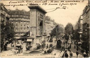 1914 Paris, Le Boulevard Saint-Denis / street view, gate (EB)