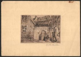 Farkas Rozália (?-1929): Tere-fere. Rézkarc, papír, jelzett, lap széle kissé foltos,13×17,5 cm