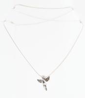 Ezüst (Ag) kígyó nyaklánc angyal függővel, jelzett, h: 45-50 cm, 1,9×1,5 cm, nettó: 8,2 g