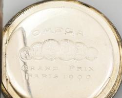 Omega zsebóra, Ezüst, jelzés nélkül (Ag), pikkelyes tokkal, jelzett tok, jelzett szerkezet: Omega, s...