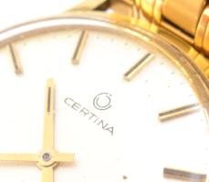 Certina karóra, sorszámozott tokkal, aranyozott fém szíjjal, az üvegen kis karcolás, d: 35 mm