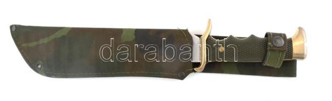 Spanyol El Gran Cazador vadász kés, acél, vászon tokban, h: 35 cm