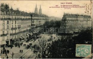1905 Paris, Le Boulevard Voltaire au Carrefour du Boulevard Richard-Lenoir / street view (tear)