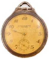 Chronometre Tegra svájci zsebóra, díszes fém tokkal, másodpercmutatós, rendkívül szép számlappal. Hátoldalán gravírozott felirattal: Test(nevelési) Felügy(előség) tiszteletdíja 1937. Jelzett, 13 köves szerkezettel. Jó állapotban, d: 46 mm