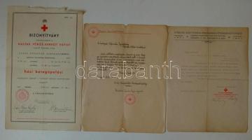 1914-1939 3db Vöröskersztes irat, nyomtatvány