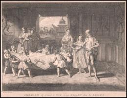 Bernard Picart (1673-1733): Csecsemő névadó ünnepsége. Rézmetszet, papír, jelzett a metszeten. Paszp...