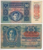 1913. 20K "II. kiadás" + 1915. 10K T:III Adamo K18, K11