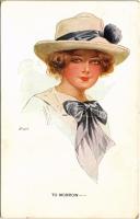 1917 &quot;Tomorrow&quot; New World Girl Nr. 3. Lady art postcard. B.L.W.I. 646/5. (EK)