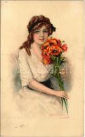 1917 Lady art postcard. Gibson Art Company