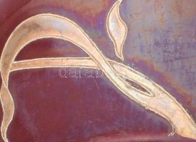 Antik Sarreguemines, szecessziós mosdótál, jelzett, lepattanásokkal, d: 42,5 cm