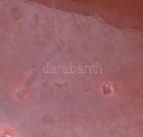 Antik Sarreguemines, szecessziós mosdótál, jelzett, lepattanásokkal, d: 42,5 cm