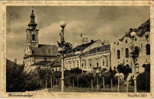 1941 Máramarossziget, Sighetu Marmatiei; Erzsébet főtér, Wizner üzlete, templom / main square, shop, church (fl)