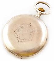 Ezüst (Ag) zsebóra dupla ezüst tokkal. Jelzett, működő, jó állapotban d: 50 mm