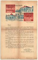 1932 Tömpe Károly építőmester, építési vállalkozó, ácstelep és építési anyagkereskedés kihajtható re...