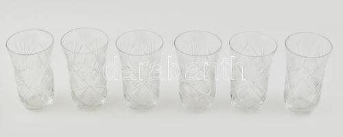 6 db ólomkristály vizes pohár, kopásnyomokkal, m: 11 cm