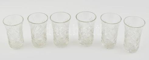 6 db ólomkristály vizes pohár, kopásnyomokkal, m: 10 cm