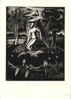 Bordás Ferenc (1911-1982): Erotikus ex libris metszet szignált 13x18 cm