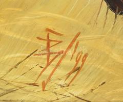 Barkóczi József (1959-): Lóportré. Olaj, farost. Jelzett. Dekoratív fakeretben, 40×30 cm