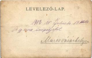 1902 Marosvásárhely, Targu Mures; Ferenc József laktanya udvara a szoborral, 64. gyalogezred ünnepél...