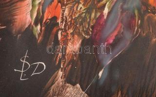 Storkné Szabó Dóra (1961-): Csokor. Enkausztika, karton, jelzett, üvegezett fakeretben, 48×18,5 cm