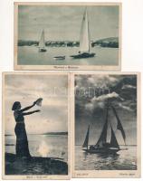 Balaton - 3 db RÉGI város képeslap / 3 pre-1945 town-view postcards