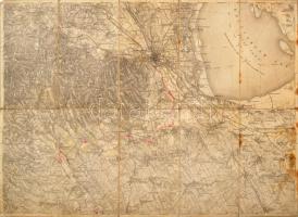 cca 1910 Sopron Odenburg és a Fertő tó környékének vászon katonai térképe 52x38 cm