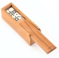 Mini dominó készlet, komplett, fa dobozban, 10x3x3,5 cm