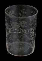 Díszes vizes üveg pohár, hibátlan, 10 cm