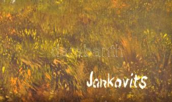 Jankovits Gusztáv (1947-2005): Falusi táj. Olaj, farost. Jelzett. 40x50 cm. Dekoratív fakeretben