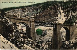 1913 Oravica-Anina, Oravita-Anina; Vasúti hegyipálya, Zsittin-völgyi vasúti híd, viadukt télen. Weisz Félix / mountain railway bridge, viaduct, winter