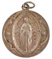 ~1900. "Jézus / Szeplőtelen fogantatás" ezüstözött fém vallási érem (32mm) T:2 patina