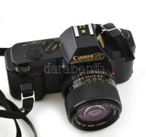 Canon T50 fényképezőgép, Hanimex vakuval, fellelt állapotban, táskával, nincs kipróbálva