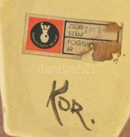 Kornfeld János: Ikebana, mázas kerámia, jelzett, hibátlan, h: 33,5 cm