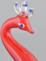 Murano: Páva. Kézzel készített üveg, jelzés nélkül, hibátlan, Olaszország, 1960-70 körül. m: 39 cm