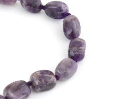 Nagyméretű, díszes, ametisztes nyaklánc, h: 88 cm